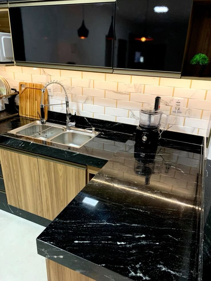 Granito Preto Via Láctea aplicado em ambiente